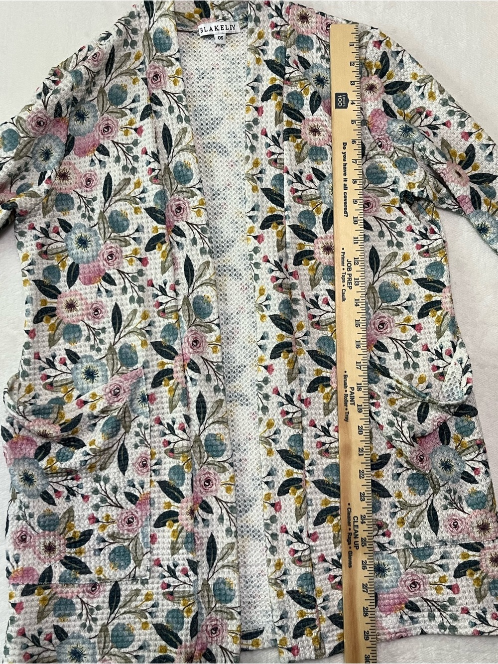 Boutique Floral Waffle Knit Open Front Cardigan One Size Lightweight Stretchy - Picture 7 of 7